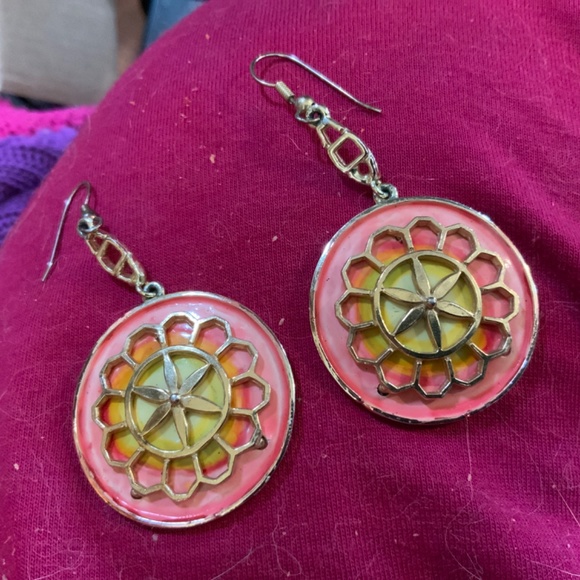 Hollycraft round orange & yellow gold-tone brooch and matching earrings P0001 - Picture 6 of 8